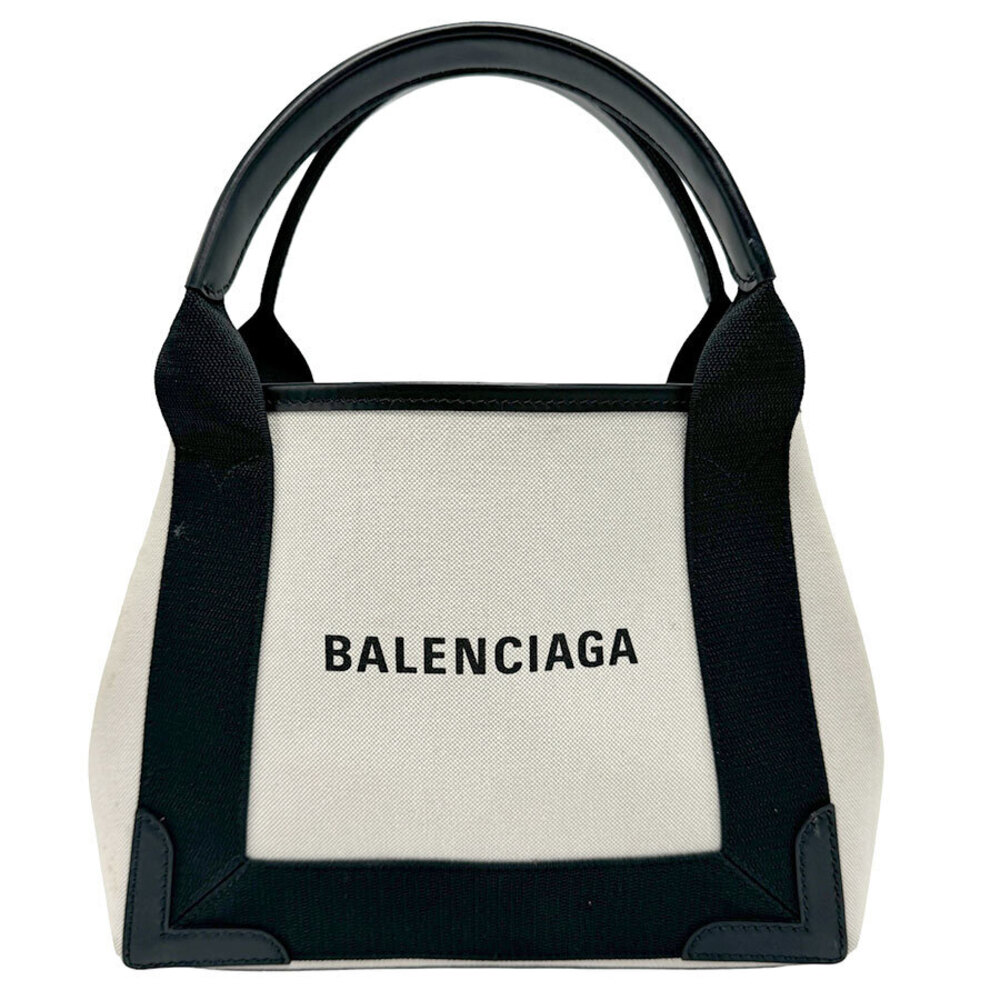 Balenciaga Handbag XS Black Blue White Navy Ivory Canvas Cabas - Picture 2 of 4